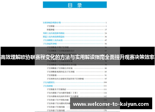 高效理解欧协联赛程变化的方法与实用解读指南全面提升观赛决策效率